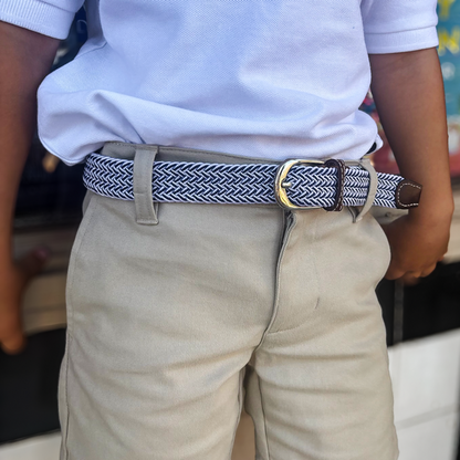 Lil' Riviera Kid's Woven Stretch Belt - Detail View - Roostas