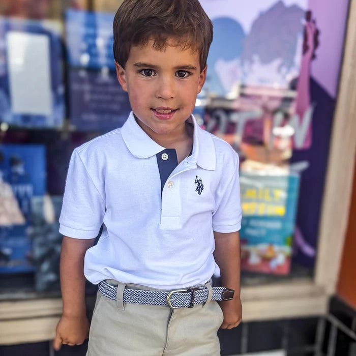 Lil' Riviera Kid's Woven Stretch Belt - Lifestyle View - Roostas