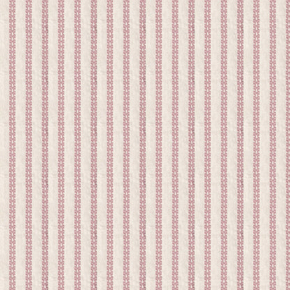 Lilith fabric with delicate embroidered stripes in soft pink on natural linen-blend, perfect for custom curtains by Pepper Home.