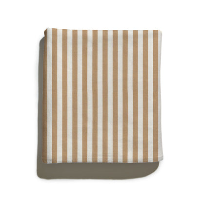 Louisa Camel custom fabric with warm camel and white stripes, perfect for versatile Pepper Home decor.