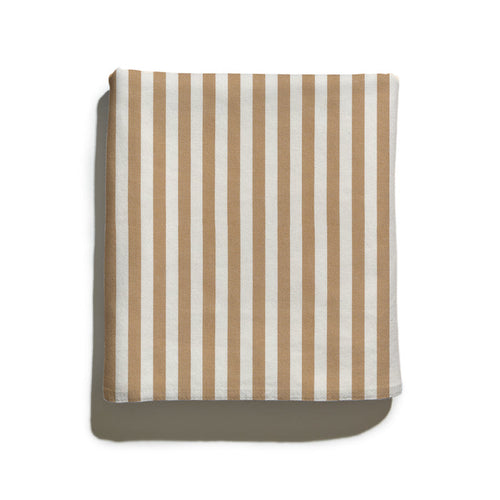 Louisa Camel custom fabric with warm camel and white stripes, perfect for versatile Pepper Home decor.