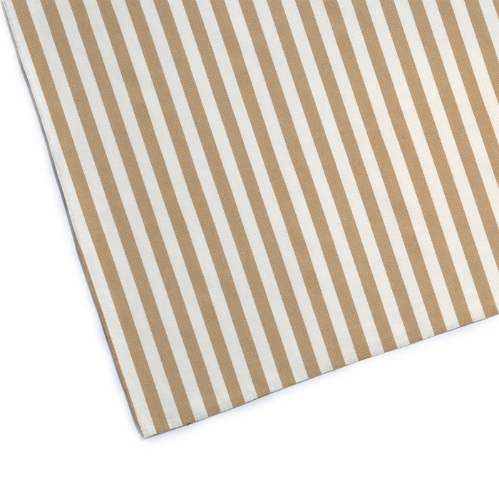 Louisa Camel custom fabric with warm camel and white stripes, perfect for Pepper Home made-to-order curtains.