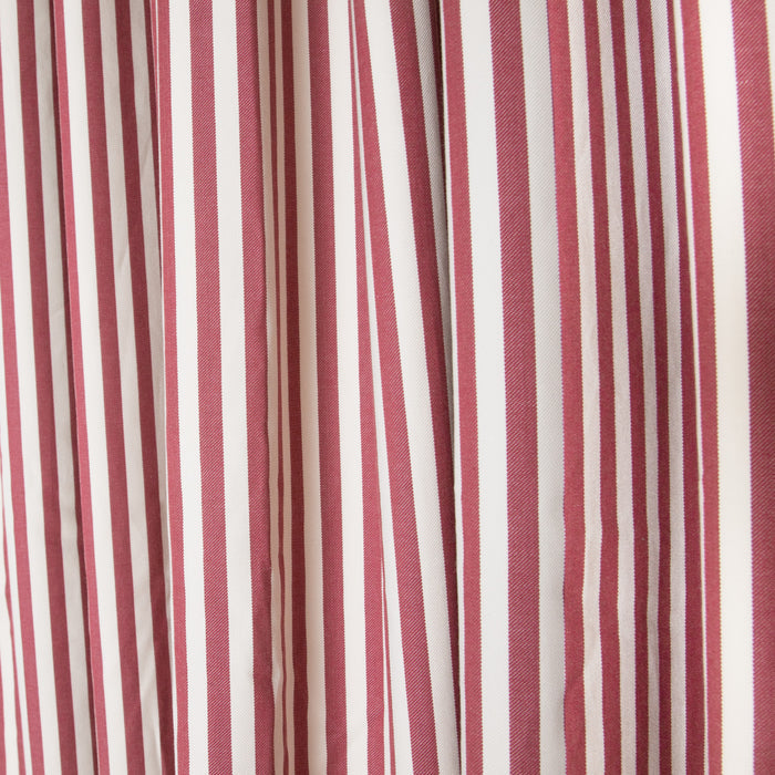 Louisa Cranberry Unlined custom curtain with elegant vertical cranberry and white stripes by Pepper Home.