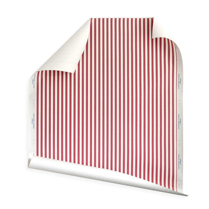 Louisa Cranberry woven stripe fabric in deep red, perfect for custom curtains and made-to-order home accents by Pepper Home