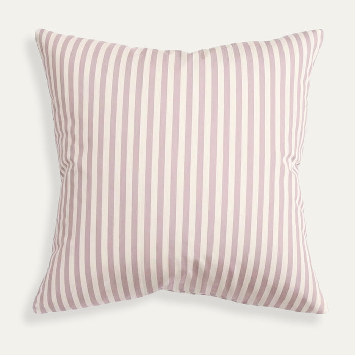 Louisa Petal Woven Throw Pillow with pink and ivory stripes, made to order in the USA with short lead times