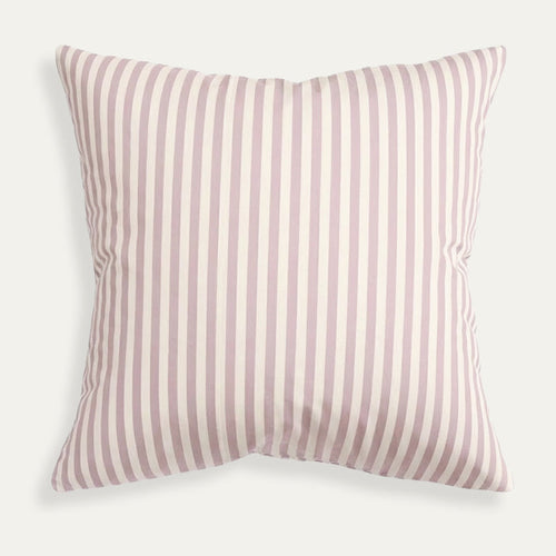 Louisa Petal Woven Throw Pillow with pink and ivory stripes, made to order in the USA with short lead times