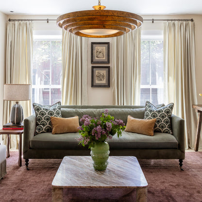 Louisa Sage custom curtains in a bright living room, made-to-order in the USA with short lead times