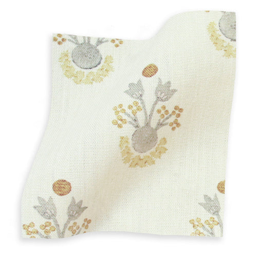Lucie Chamomile fabric in soft printed linen with delicate floral design, made-to-order, short lead times, manufactured in the USA quality