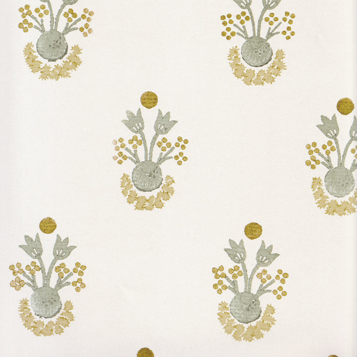 Lucie Chamomile fabric with delicate floral motifs in soft muted tones, made-to-order with short lead times, crafted in the USA quality