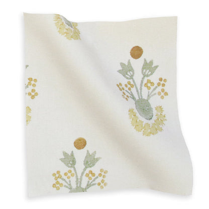Lucie Chamomile printed cotton fabric with floral motif, made-to-order, short lead times, quality crafted in the USA