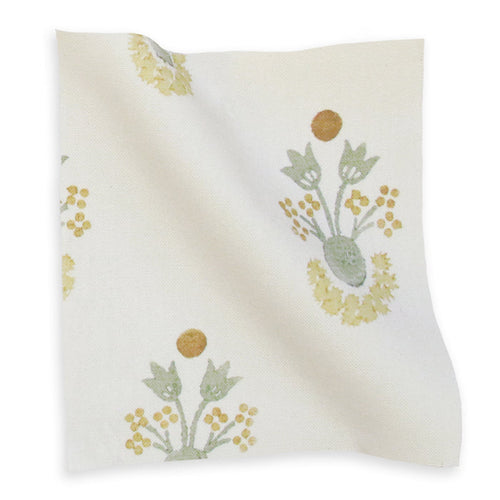Lucie Chamomile printed cotton fabric with floral motif, made-to-order, short lead times, quality crafted in the USA