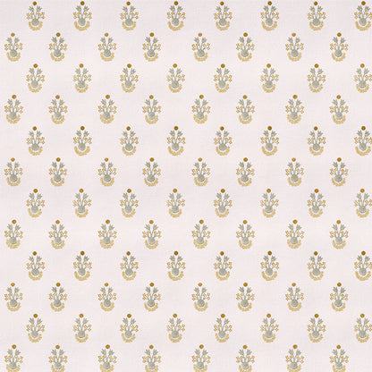 Lucie Chamomile fabric with repeating chamomile motifs on soft cream background, made-to-order, short lead times, USA quality craftsmanship