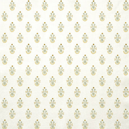 Lucie Chamomile printed fabric with delicate yellow chamomile bouquets on soft cream background, made-to-order, USA quality craftsmanship