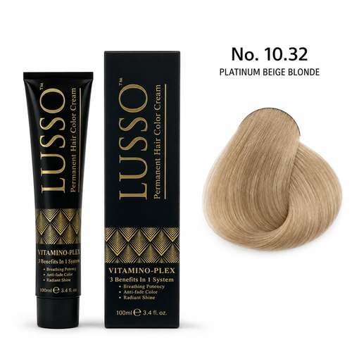 LUSSO Permanent Hair Colour Cream 100 ml No. 10.32 Platinum Beige Blonde with colour swatch