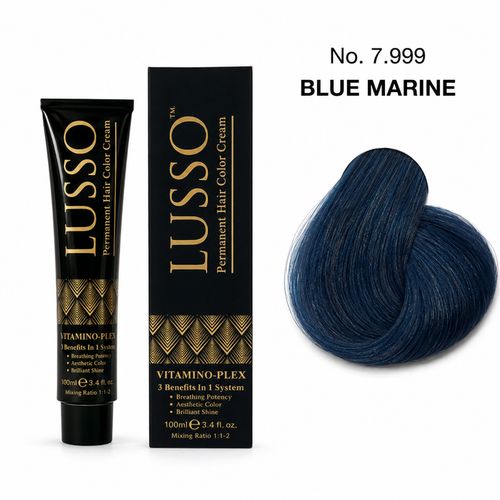 LUSSO Permanent Hair Colour Cream 100 ml No. 7.999 Blue Marine with colour swatch