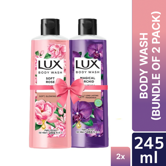 Lux Body Wash French Rose & Almond & Black Orchid 245ml Combo Pack