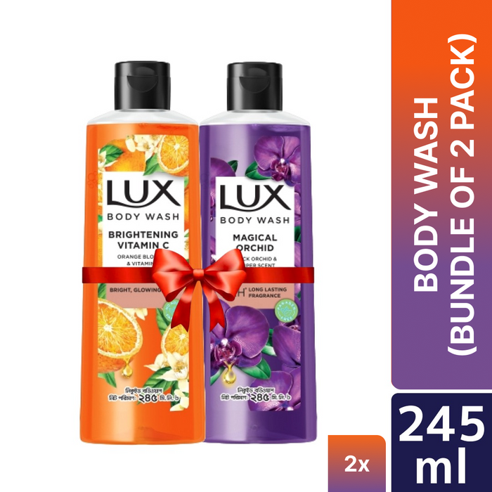 Lux Body Wash Orange Blossom & Vitamin C & Black Orchid 245ml Combo Pack