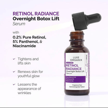 Luxe Organix Clinical Pro Retinol Radiance Serum 30ml لوكس أورجانيكس كلينيكال برو ريتينول سيروم الإشراق 30 مل - Princess Cosmetics Qatar