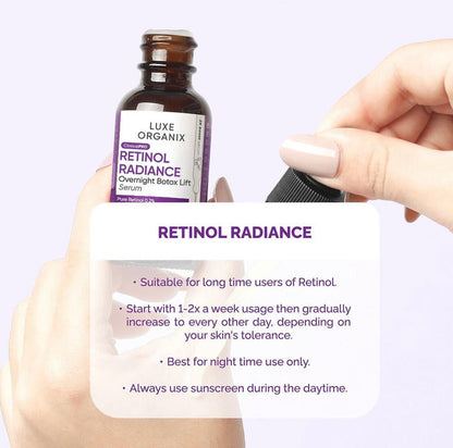 Luxe Organix Clinical Pro Retinol Radiance Serum 30ml لوكس أورجانيكس كلينيكال برو ريتينول سيروم الإشراق 30 مل - Princess Cosmetics Qatar