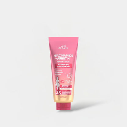 Luxe Organix Niacinamide + Alpha Arbutin Whitening Serum Lotion 350ml لوكس أورغانيكس نياكيناميد + ألفا أربوتين لوشن سيروم للتفتيح - Princess Cosmetics Qatar