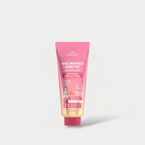 Luxe Organix Niacinamide + Alpha Arbutin Whitening Serum Lotion 350ml لوكس أورغانيكس نياكيناميد + ألفا أربوتين لوشن سيروم للتفتيح - Princess Cosmetics Qatar