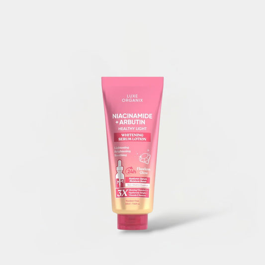 Luxe Organix Niacinamide + Alpha Arbutin Whitening Serum Lotion 350ml لوكس أورغانيكس نياكيناميد + ألفا أربوتين لوشن سيروم للتفتيح - Princess Cosmetics Qatar
