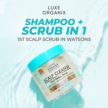 Luxe Organix Scalp Cleanse Hair Detox Scrub Clarifying Treatment Shampoo 200ml شامبو لوكس أورجانيكس لتنظيف فروة الرأس وإزالة السموم من الشعر وتنقيته - Princess Cosmetics Qatar