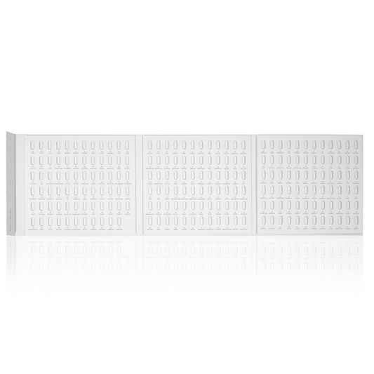 White garage door with a textured pattern on a white background