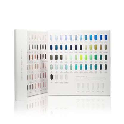 Color swatch book with a wide range of color samples on a white background