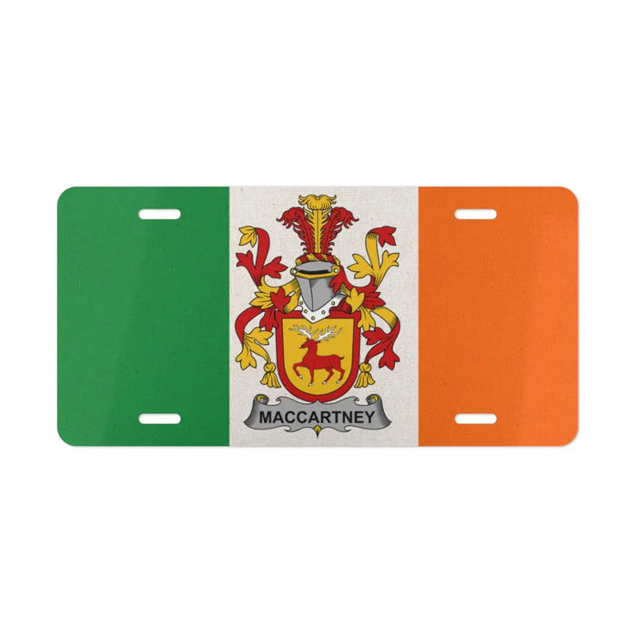 Irish Flag MacCartney Family Crest License Plate