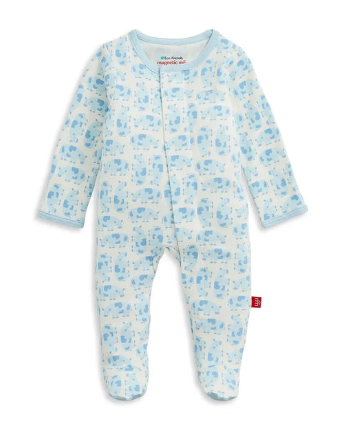 Magnetic Me | Organic Cotton Footie Blue Cow