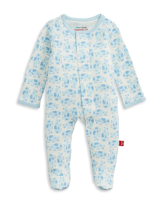Magnetic Me | Organic Cotton Footie Blue Cow