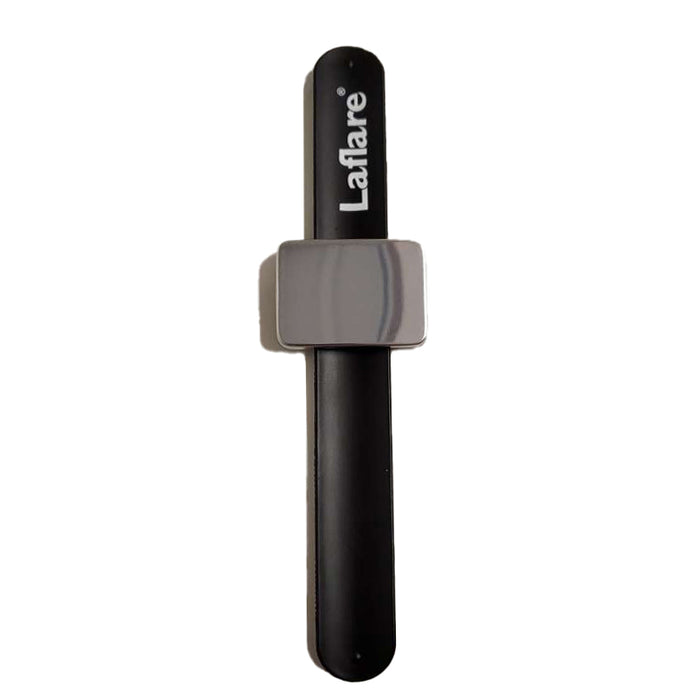 LAFLARE magnetic wrist band for hairstylists black slap bracelet with grey magnetic tool pad