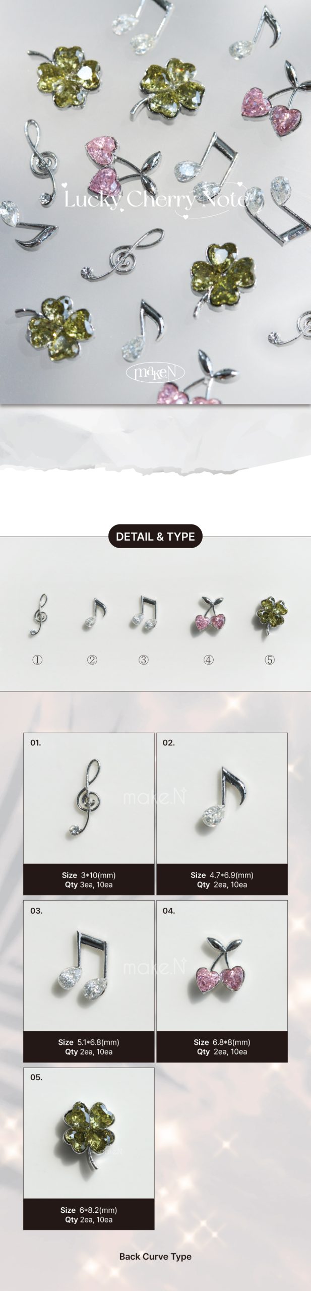 Make.N Nail Charm86 - Lucky Cherry Note Parts