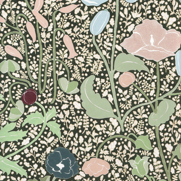 Matilda custom hand-painted floral pattern curtain design by Pepper Home with whimsical pastel and neutral shades