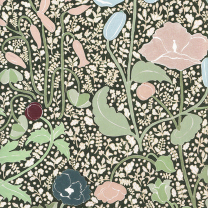 Matilda custom hand-painted floral pattern curtain design by Pepper Home with whimsical pastel and neutral shades