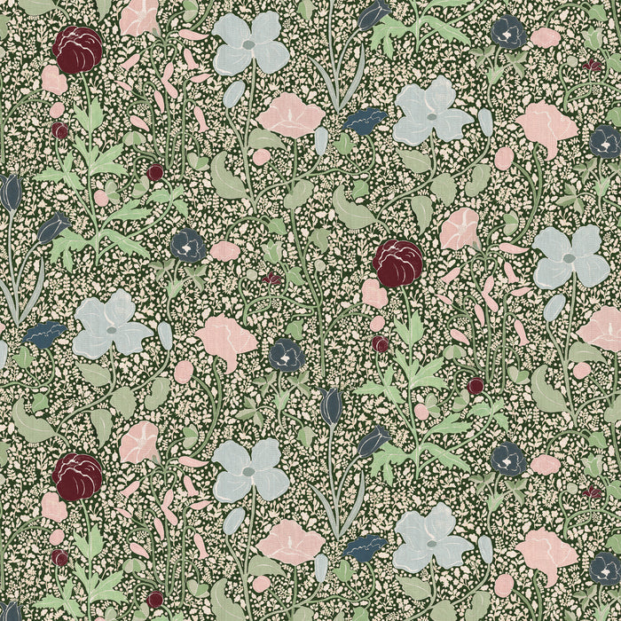 Matilda custom fabric with hand-painted ditsy and oversized floral patterns in soft pastels and deep neutrals by Pepper Home
