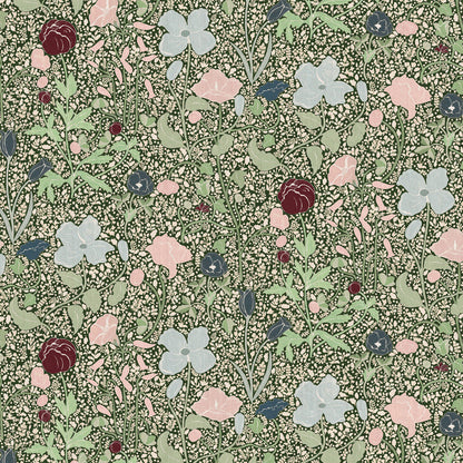 Matilda custom fabric with hand-painted ditsy and oversized floral patterns in soft pastels and deep neutrals by Pepper Home