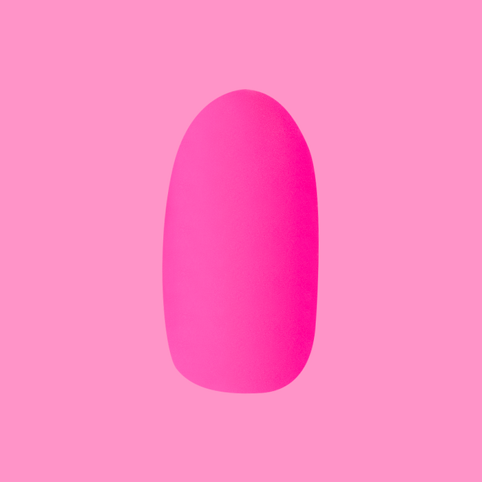 Matte Neon Flamingo - Press-On | Medium | Oval showing a medium oval false nail in vibrant neon pink with a matte finish