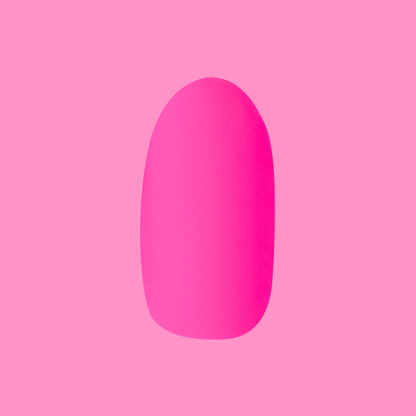 Matte Neon Flamingo - Press-On | Medium | Oval showing a medium oval false nail in vibrant neon pink with a matte finish