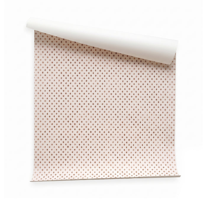 Maude Chestnut wallpaper with a delicate repeating geometric pattern, made to order in the USA with short lead times