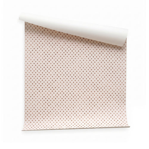 Maude Chestnut wallpaper with a delicate repeating geometric pattern, made to order in the USA with short lead times