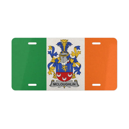 McLoughlin Irish Family Crest novelty license plate with Irish tricolor