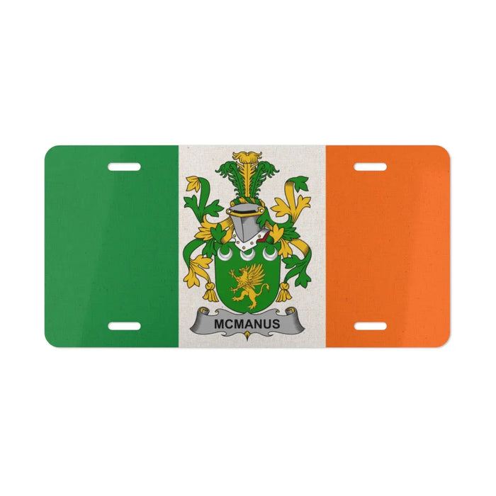 Irish Flag Family Crest Design License Plate
