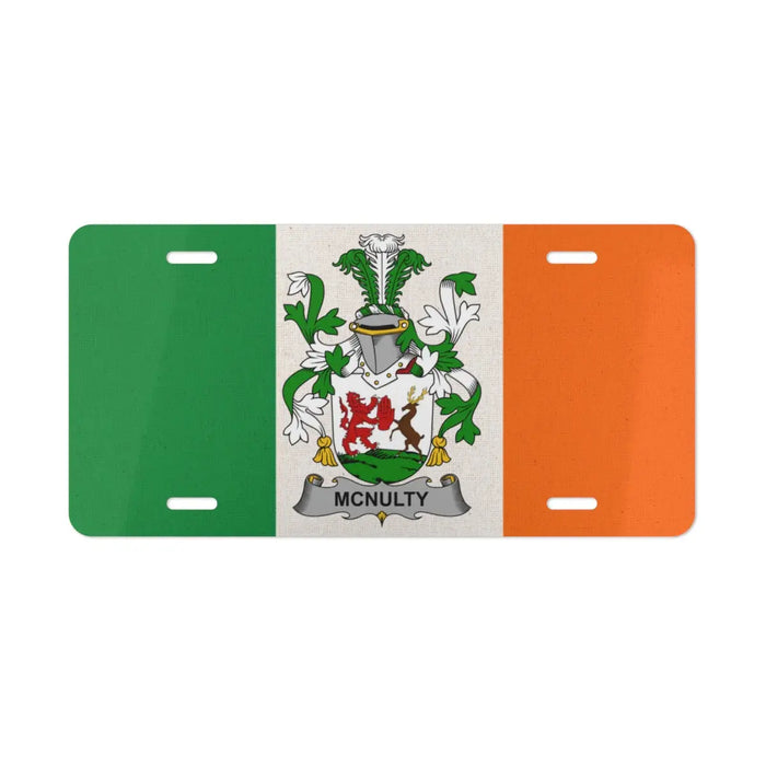 McNulty Family Crest Irish Flag License Plate