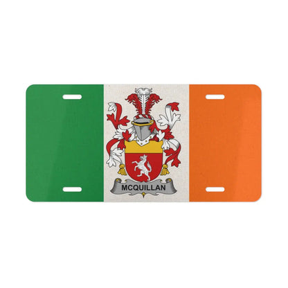 Irish McQuillan Family Crest Flag License Plate