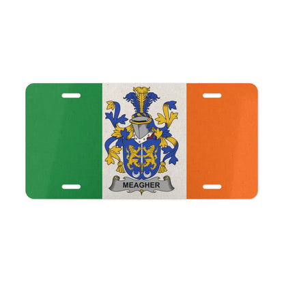 Irish Flag with Meagher Family Crest License Plate