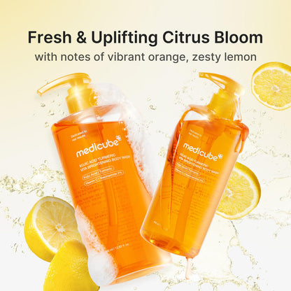 Medicube Kojic Acid Turmeric Brightening Body Wash 400ml غسول الجسم لتفتيح البشرة بحمض الكوجيك والكركم من ميديكوب - Princess Cosmetics Qatar