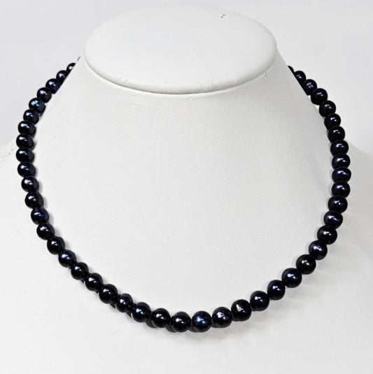 Men's Black Baroque Cultured Freshwater Pearl Strand Necklace