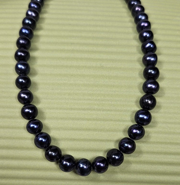 Men's Black Baroque Cultured Freshwater Pearl Strand Necklace